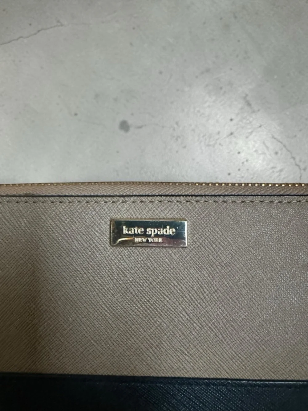 kate spade Two-Tone Zip Wallet in Taupe and Black - Picture 2 of 7